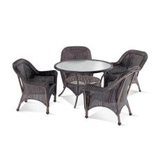 Round PE Rattan Dining Table Chair Set